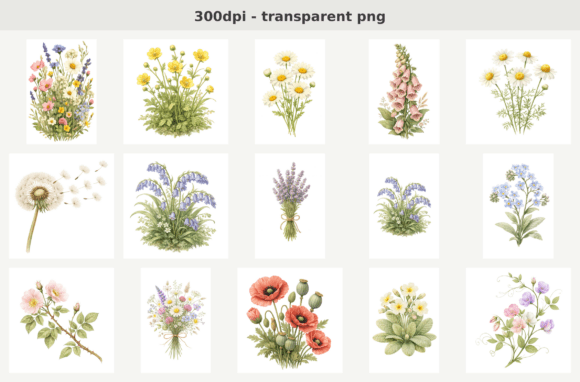 15 Wildflower PNG Bundle for Creative Projects