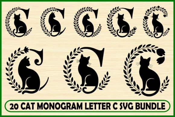 20 Cat Monogram Letter C Bundle: A Stylish Design Kit
