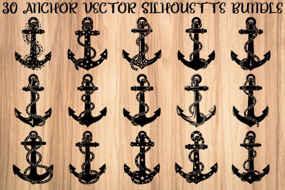 Anchor Silhouette Bundle: Nautical Vector Art