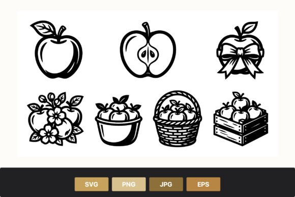 Apple Fruit Vector Black White Art Guide