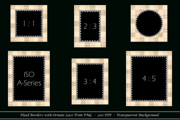 Beige Plaid Border with Ornate Lace Trim