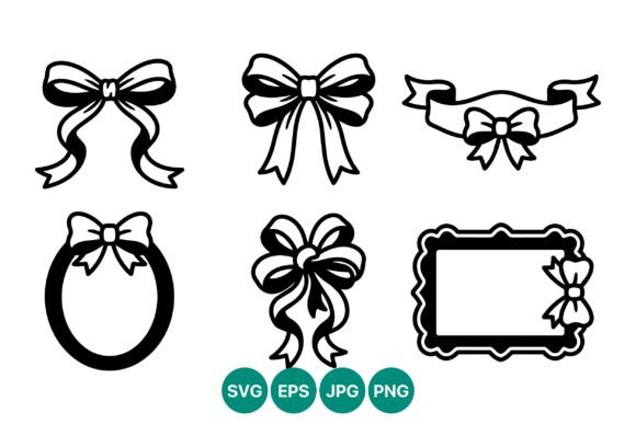 Black and White Ribbon Bow Vector Art