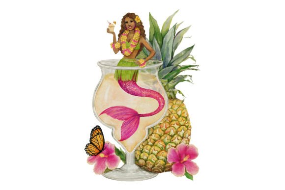 Blending Fantasy and Flavor: The Artistic Appeal of the Hand-Drawn Piña Colada Mermaid Portrait