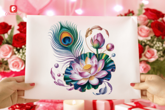 Botanical Peacock Feather Lotus PNG: Elevating Your Creative Projects with Precision