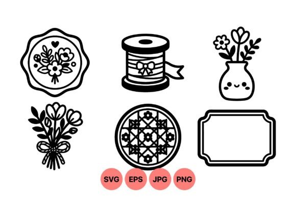 Cute Floral Line Art Icons Guide