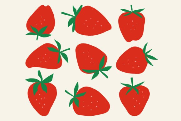 Cute Strawberry Clipart Vector Set Red: A Versatile Design Resource