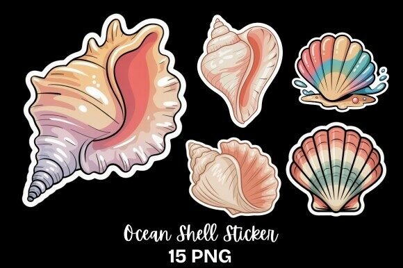 Elevating Digital and Physical Design with the Ocean Shell Sticker Set
