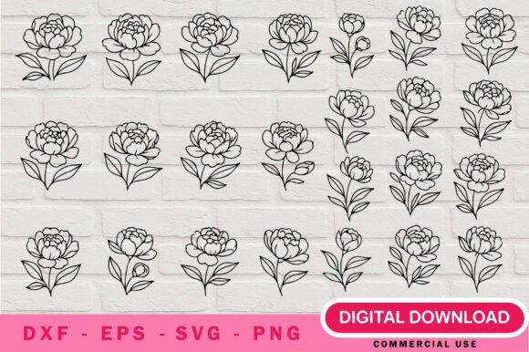Elevating Digital Craftsmanship with the Peony Outline SVG Bundle