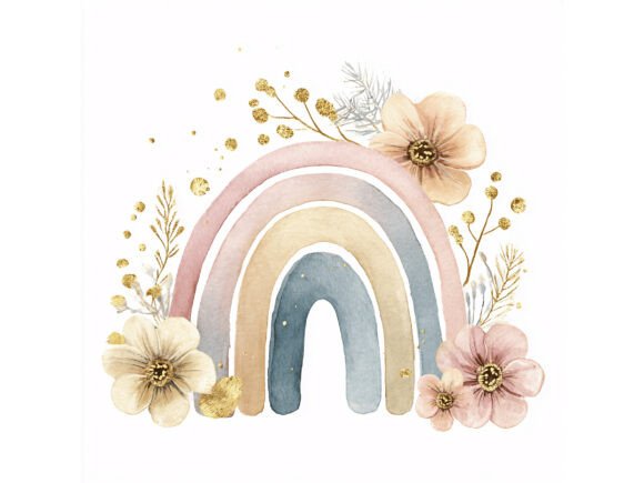 Elevating Digital Creativity with the 16 JPG Pastel Rainbow Floral Set