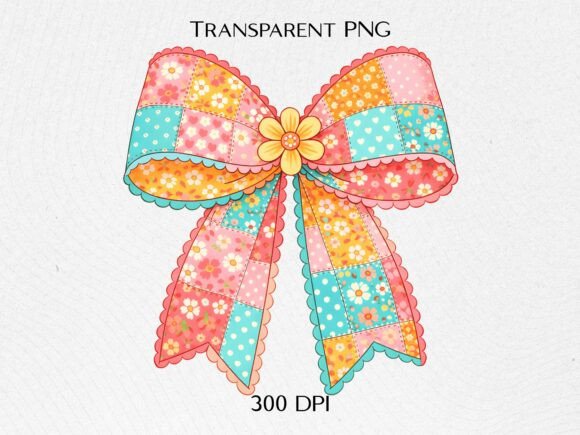 Elevating Handmade Aesthetics with the Patchwork Bow PNG