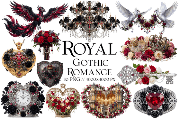 Embracing the Dark Elegance of Royal Gothic Romance Clipart in Modern Design