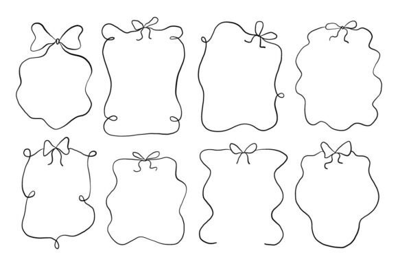 Enhance Your Designs with the Ribbon Frame Doodle Vector Set Label Bow