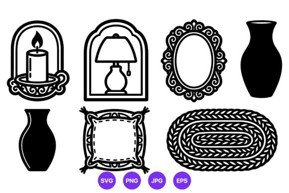 Home Decor Vector Line Art Set: Elevating Digital and Physical Design Projects
