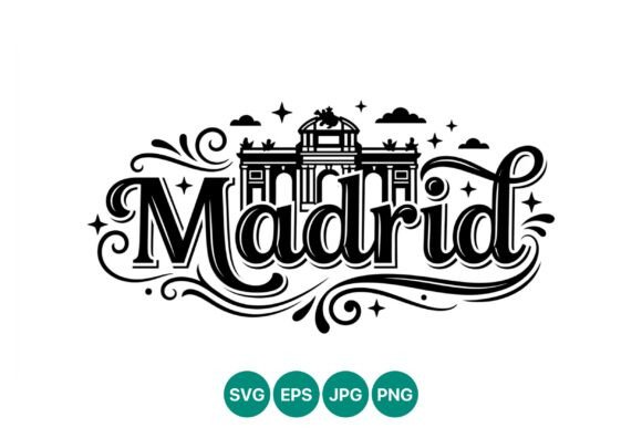 Madrid Flourish Lettering with Landmark