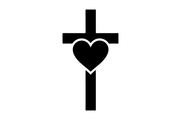 Minimalist Black Heart Cross on W