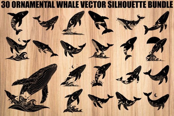 Ornamental Whale Silhouette Bundle: A Creative Resource for Modern Designers