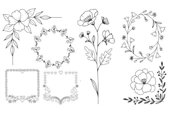 Set of Elegant Black Line Art Frames for Modern Design Projects