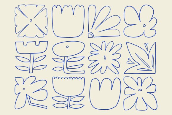 Simple Flower Doodle Floral Bundle Set: A Versatile Resource for Modern Design