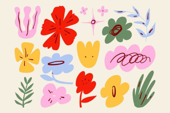 Unlocking Creative Potential with Abstract Floral Doodle Botanical Elements