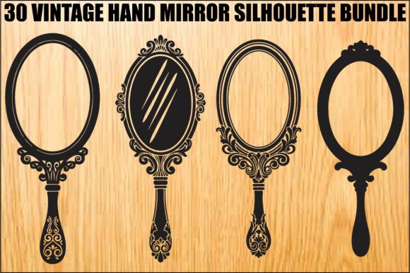 Vintage Hand Mirror Silhouette Bundle