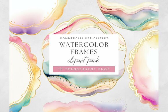 Watercolor Gold Edge Frames Clipart PNG: Elevating Design with Elegant Transparency